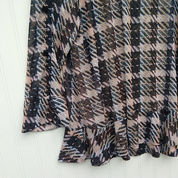 Eva Franco Anthropologie Belinda Top Size L NWT Plaid Mesh Ruffle Bell Sleeve - Picture 5 of 9
